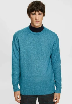 EspritMIT RUNDHALSAUSSCHNITT - Stickad Tröja - Dark Turquoise