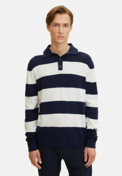 TOM TAILORStickad Tröja - Navy Off White Block Stripe