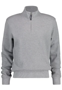 GANTWAFFLE TEXTURE HALF-ZIP - Stickad Tröja - Grey Melange