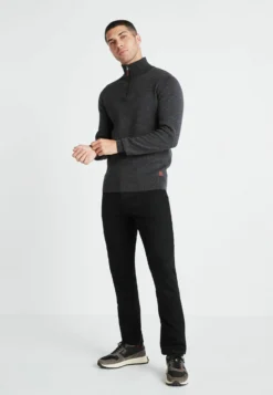 NextPREMIUM ZIP NECK - Stickad Tröja - Grey