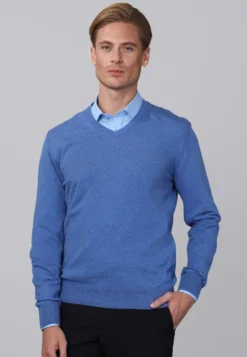 Basics And MoreStickad Tröja - Blue Melange