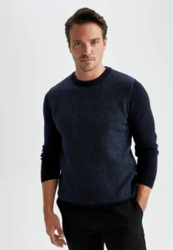 DeFactoREGULAR FIT - Stickad Tröja - Navy